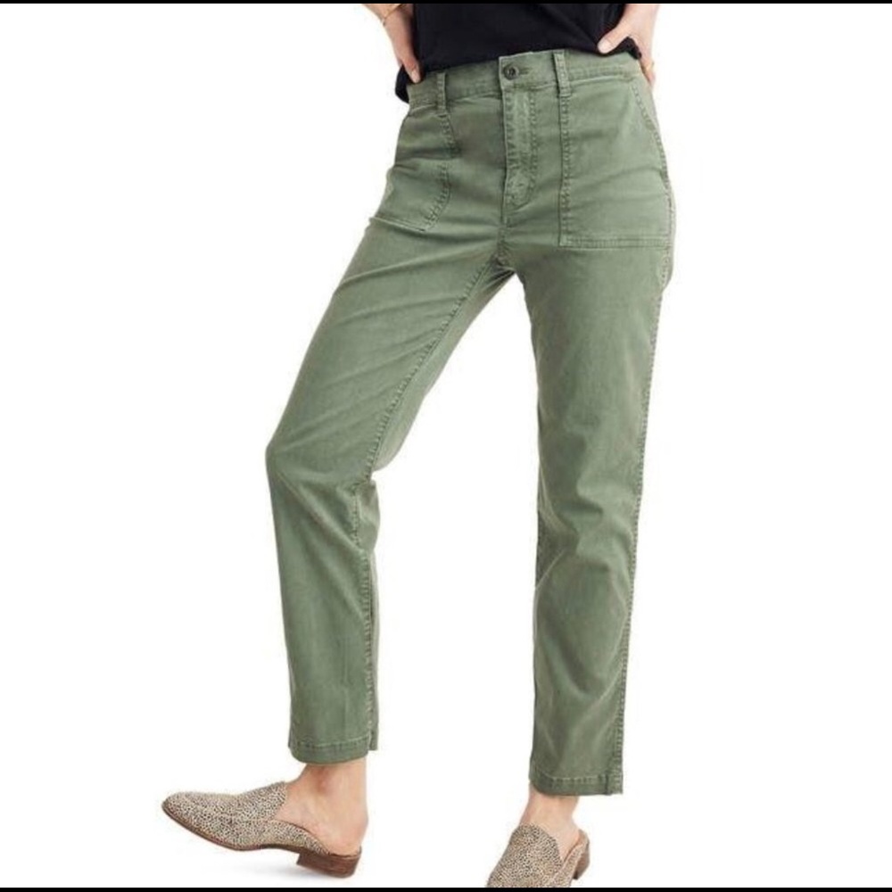 Madewell Stovepipe Fatigue Olive Pants 26